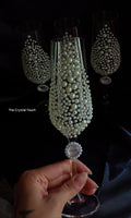 Pahare de nuntă cu perle decorative, pentru miri și nași
