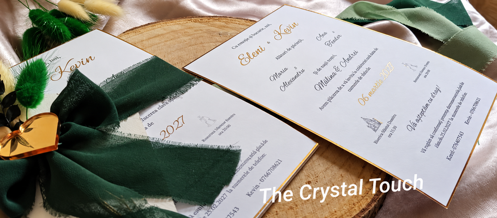 Invitație de nuntă Emerald Elegance 💚
