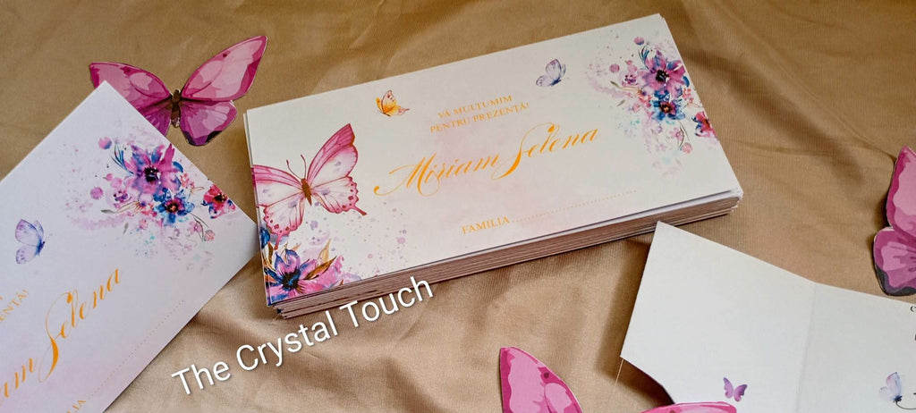 Set botez personalizat  invitații și plicuri asortate