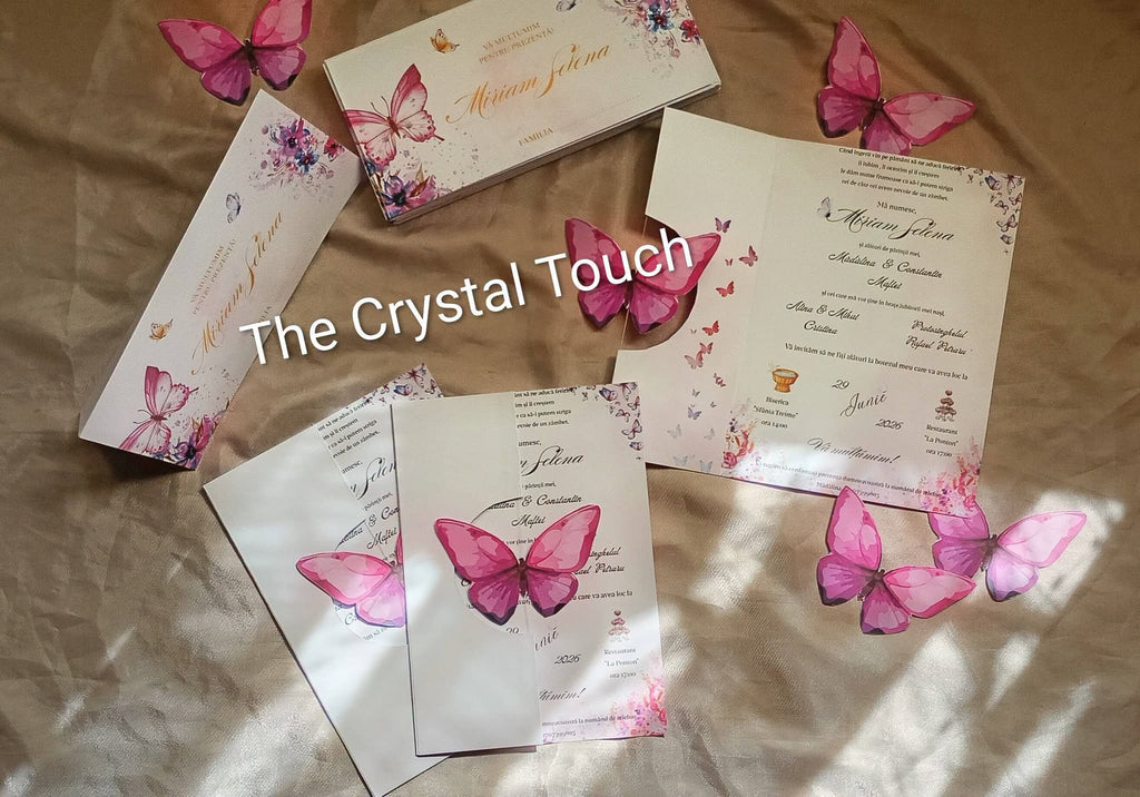 Set botez personalizat  invitații și plicuri asortate