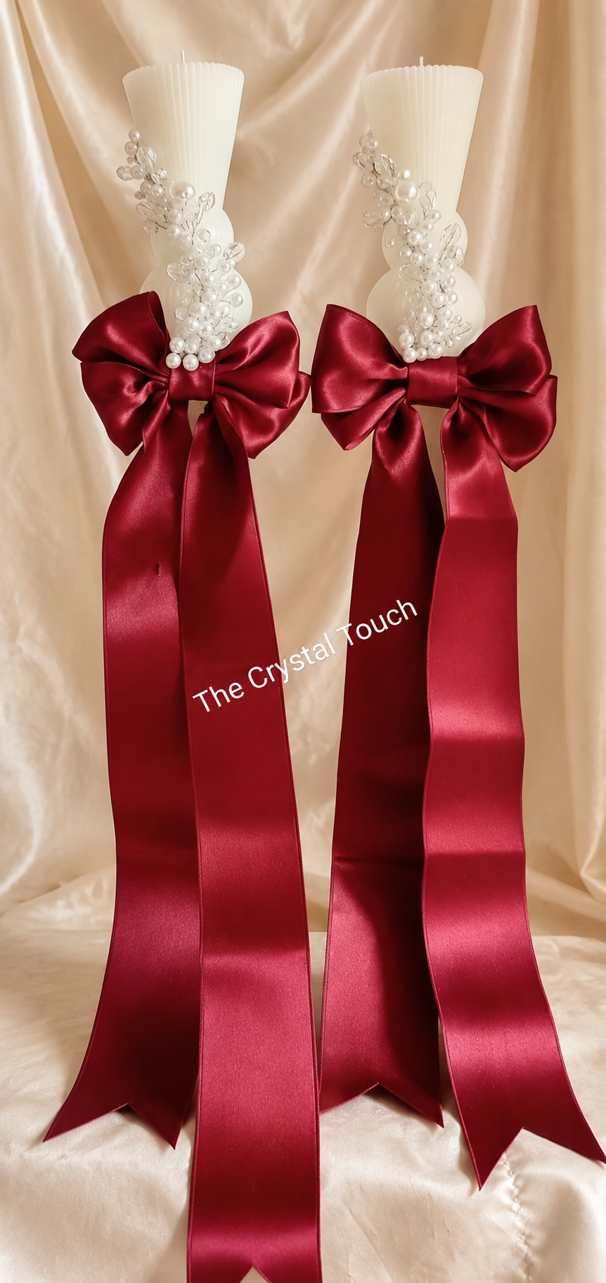 Set lumânări „Burgundy Elegance” – Bride & Groom