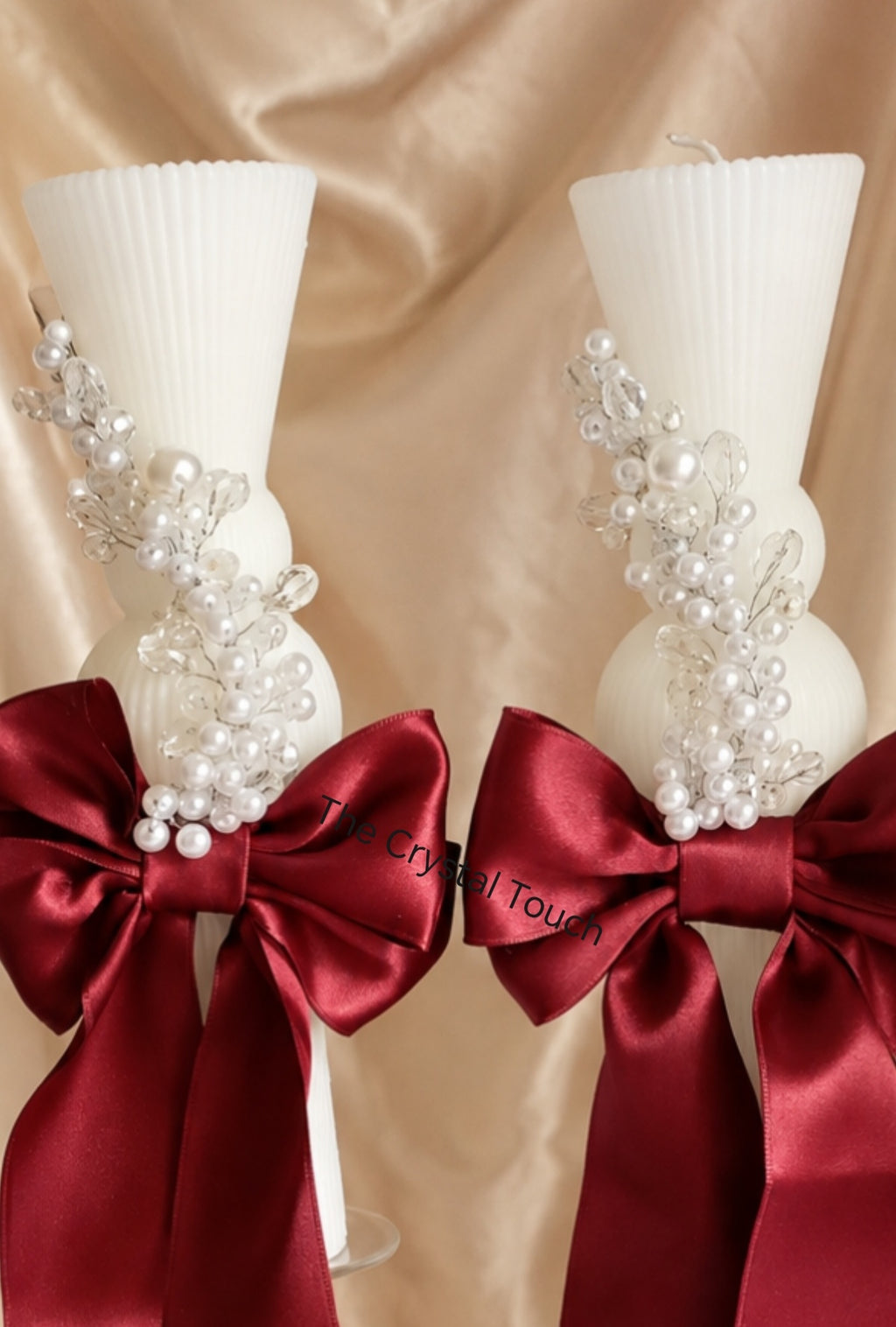 Set lumânări „Burgundy Elegance” – Bride & Groom