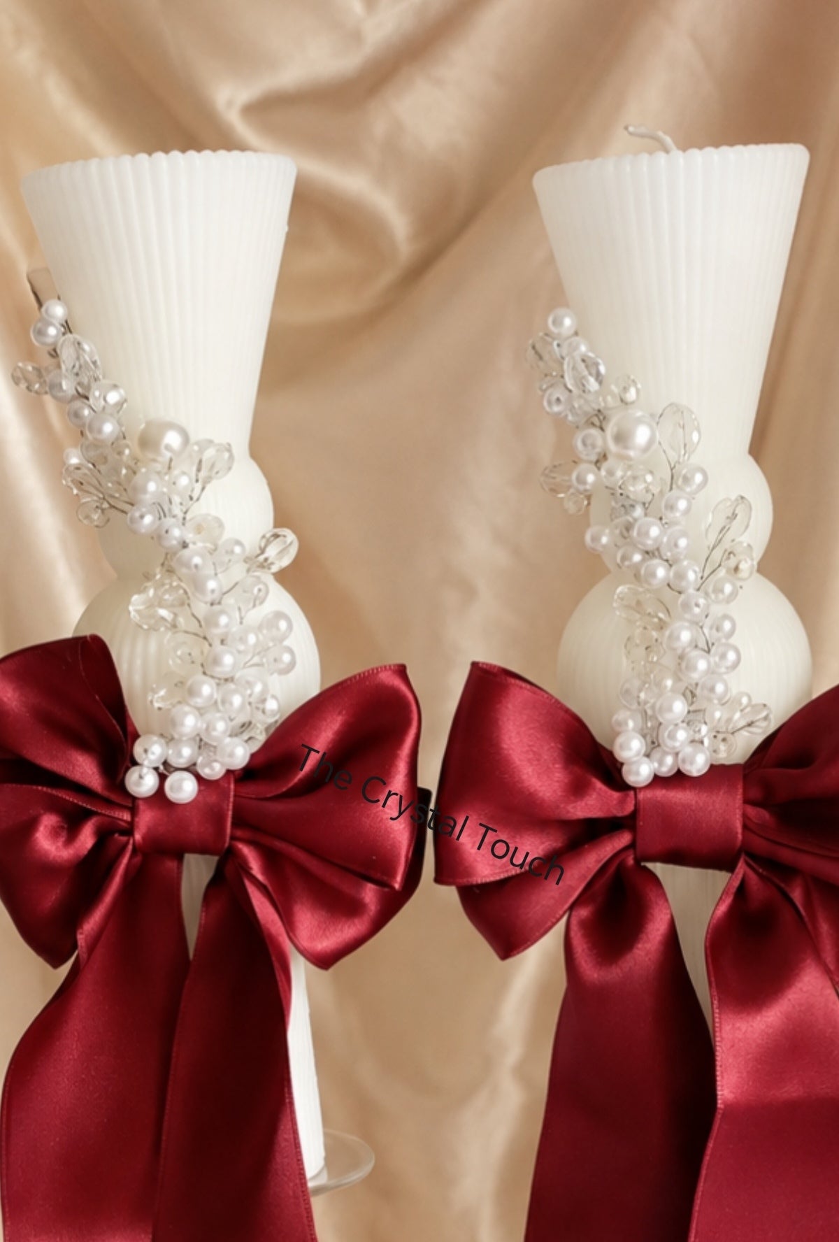 Set lumânări „Burgundy Elegance” – Bride & Groom